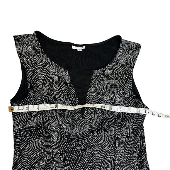 OLIVIA MATTHEWS Long Gown Size Medium Glittery Fabric Bodycon Plunge Flare Hem - Picture 11 of 13